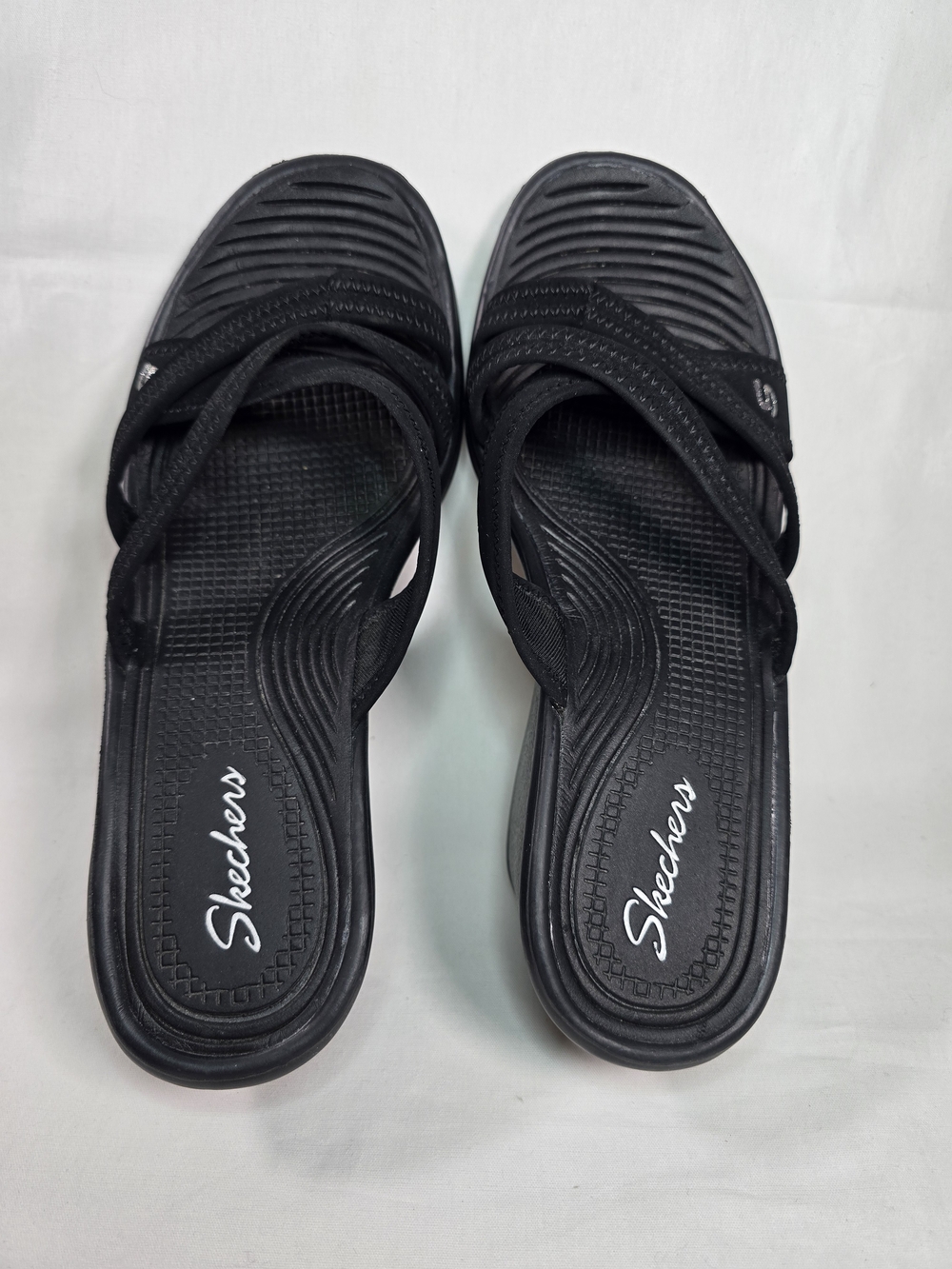 Skechers Women’s Black Wedge Sandals - Comfortable Everyday Wear - Picture 8 of 9